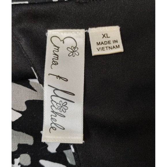 EMMA & MICHELE Womens XL Black White Yellow Sleeveless Summer Back Cutout Dress - Picture 3 of 4